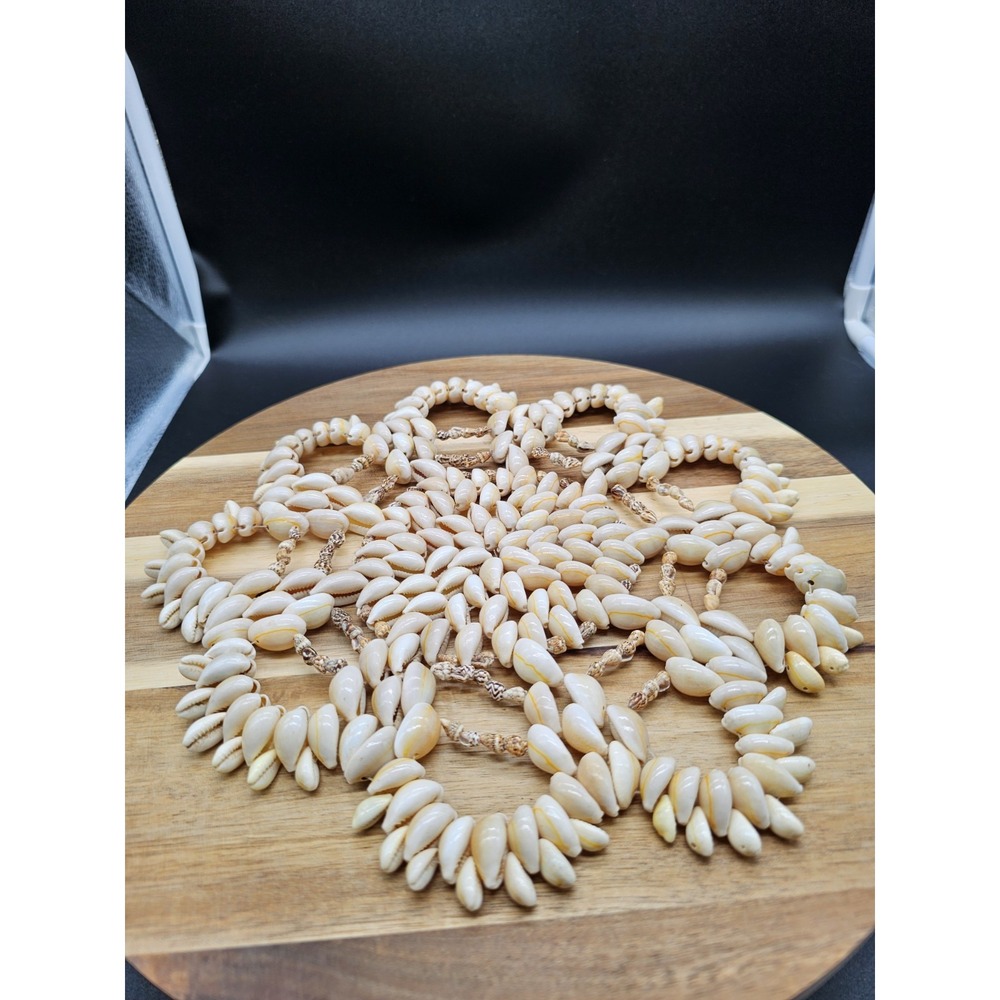 Vintage 1970s Cowrie Shell Seashell Flower Trivet Boho Beach Decor